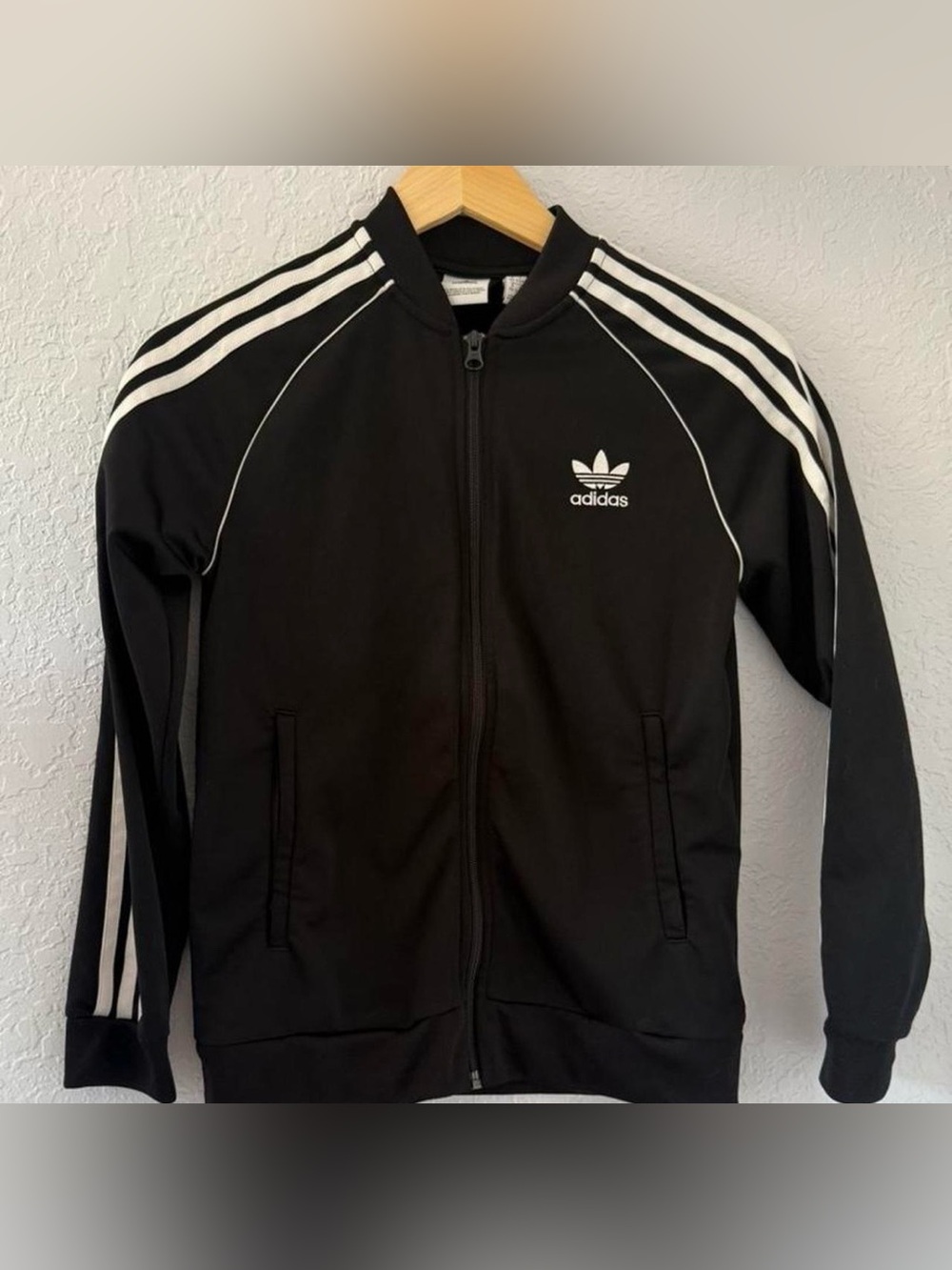 adidas Black Jacket with White Stripes